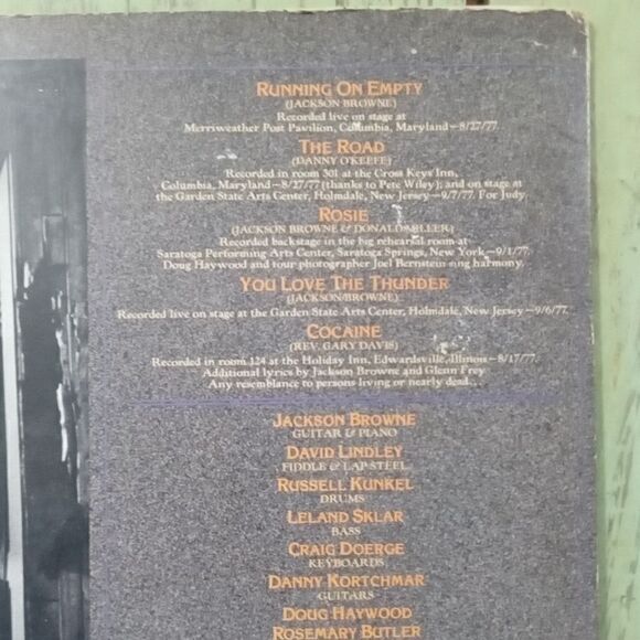 Jackson Browne Running on Empty Vinyl Record Album 1977 Asylum Records - Picture 9 of 9